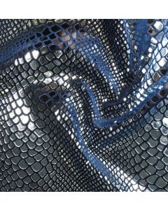 Baby Blue Snake print on Navy Stretch Velvet