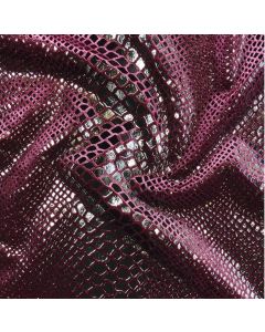 Black Metallic Snake print on Claret Stretch Velvet