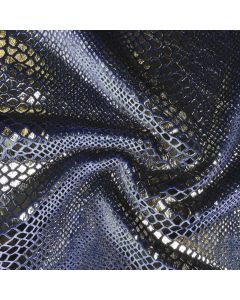 Black Metallic Snake print on Navy Stretch Velvet