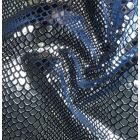 Baby Blue Snake print on Navy Stretch Velvet