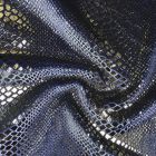 Black Metallic Snake print on Navy Stretch Velvet