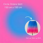 Stretch Net Shading Circle Ombre Skirt 150 cm x 150 cm Pink Sky